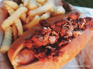 Chilli dog and fries