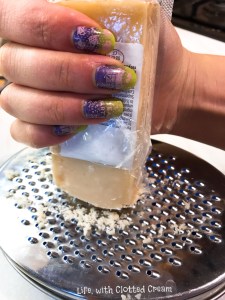 Grating Parmesan for my Unconventional Spaghetti Carbonara