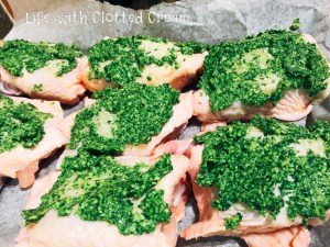 Chicken thighs with homegrown garden pesto