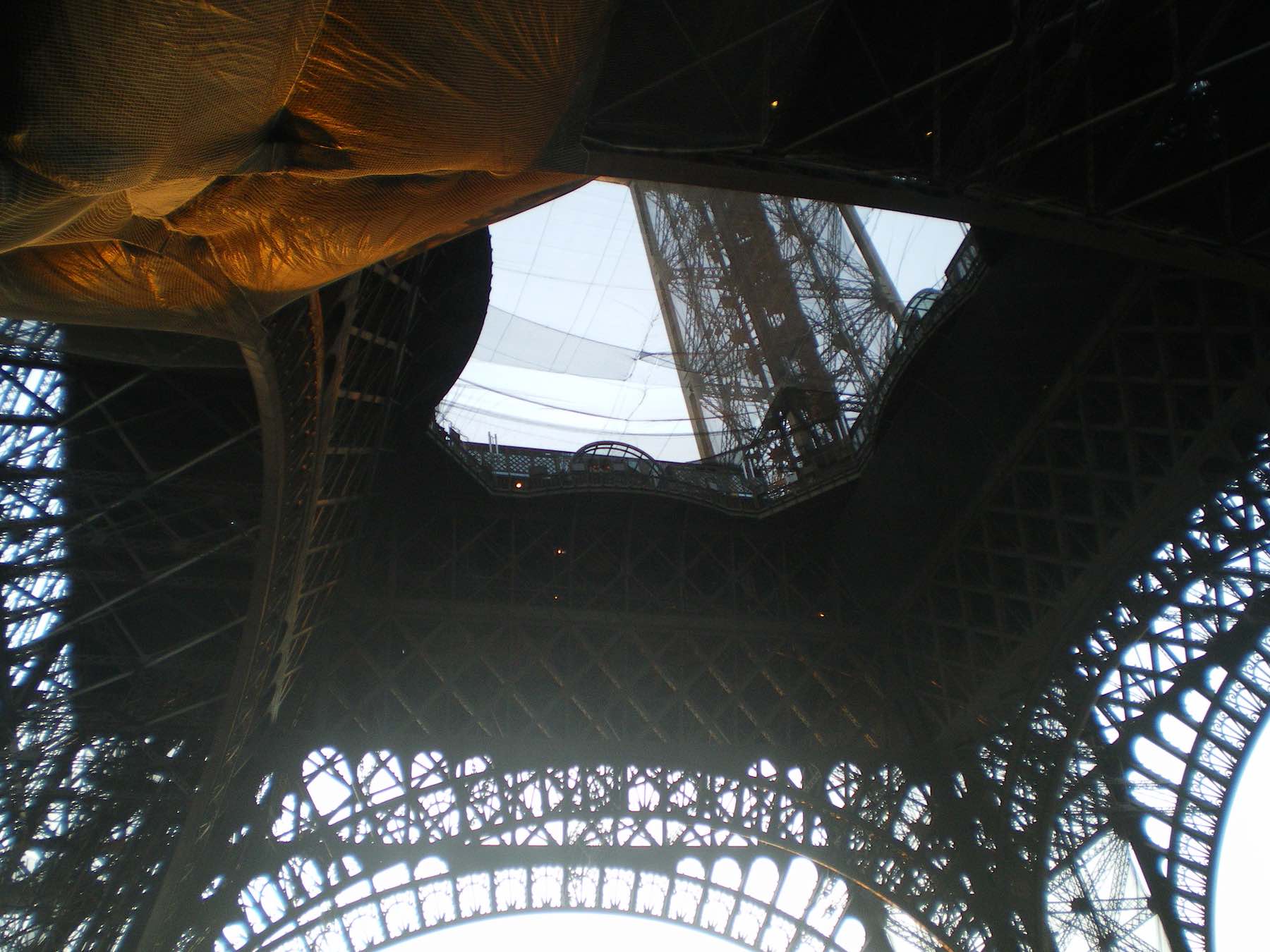 Looking up to the Eiffel Tower