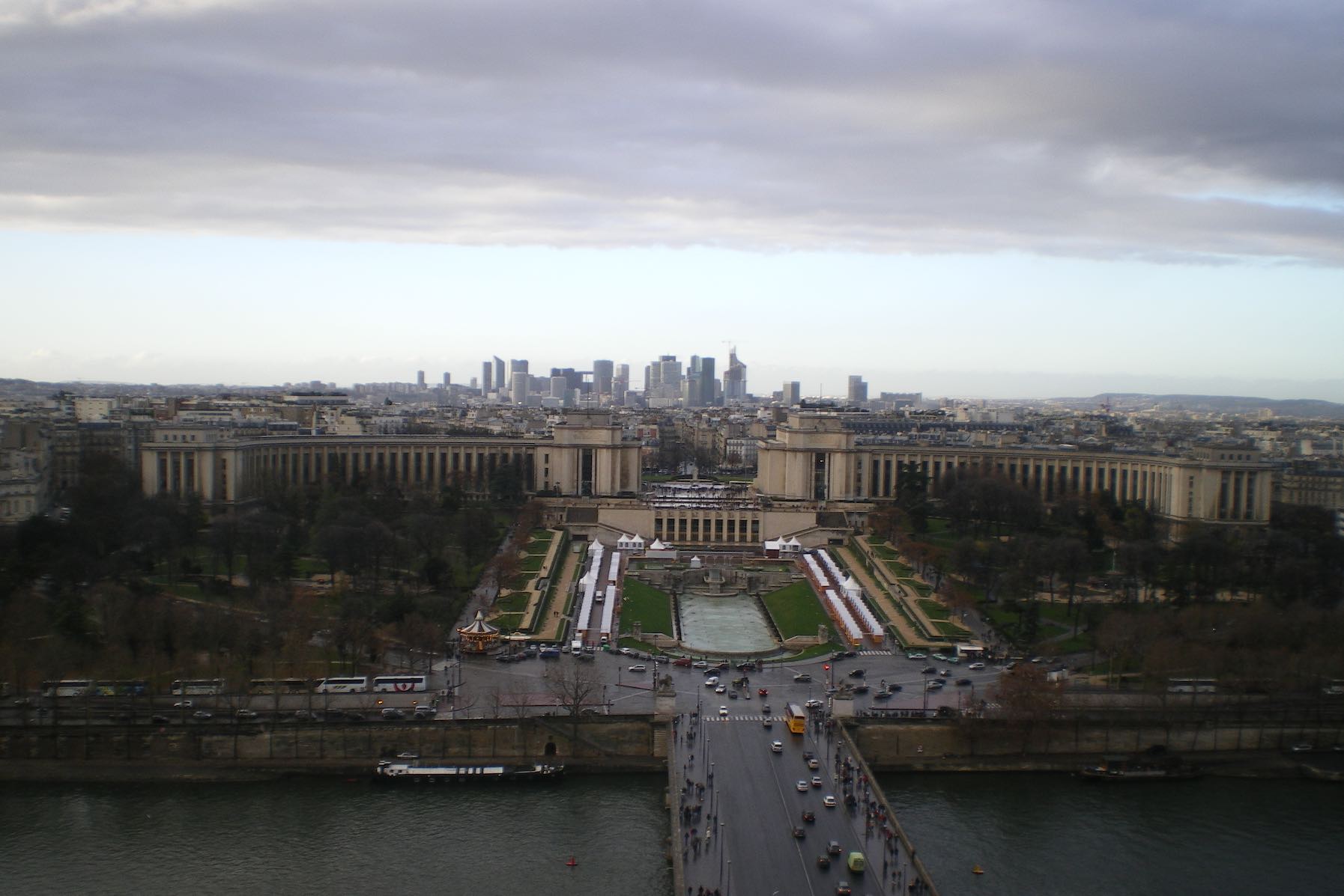 View from the Eiffel Tower in Paris with cloud bank