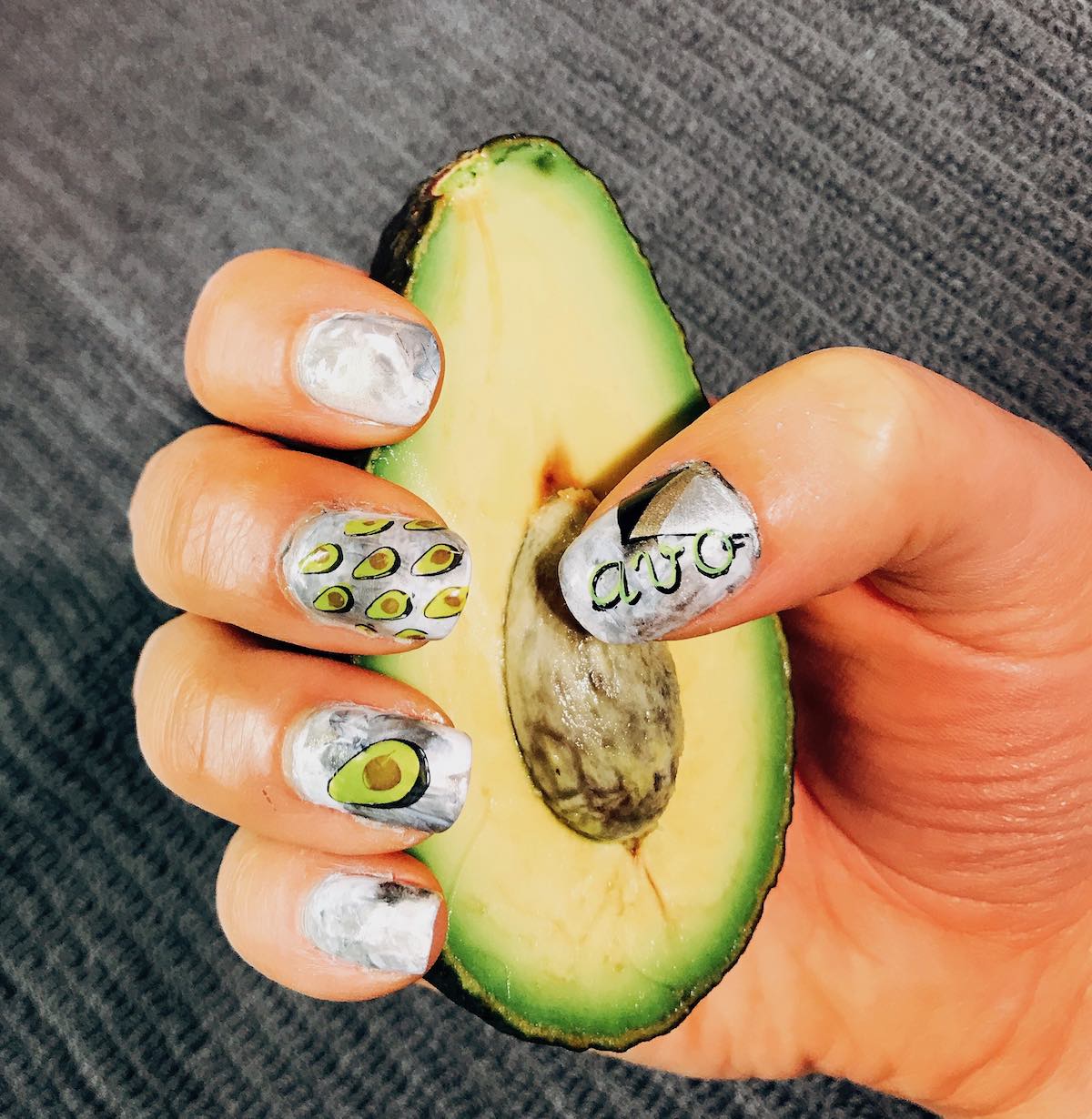 Halve avocado with nail art