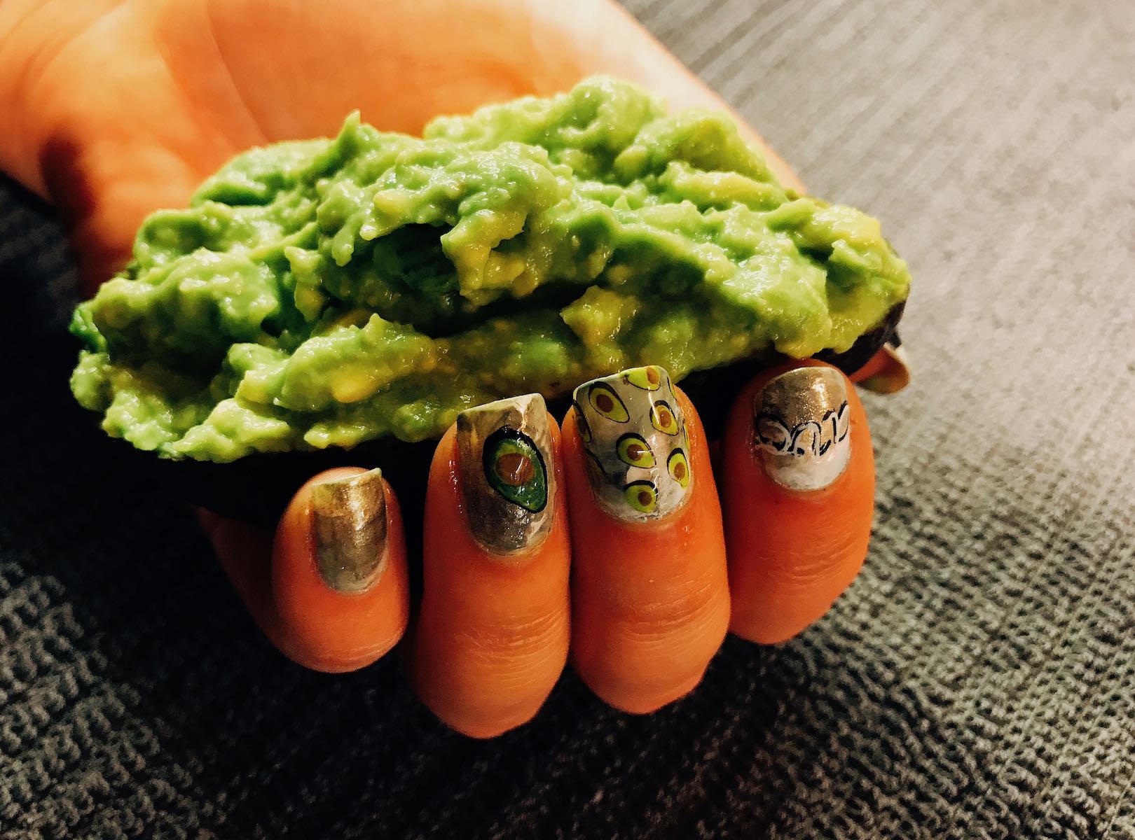 Mashed avocado with Nail art