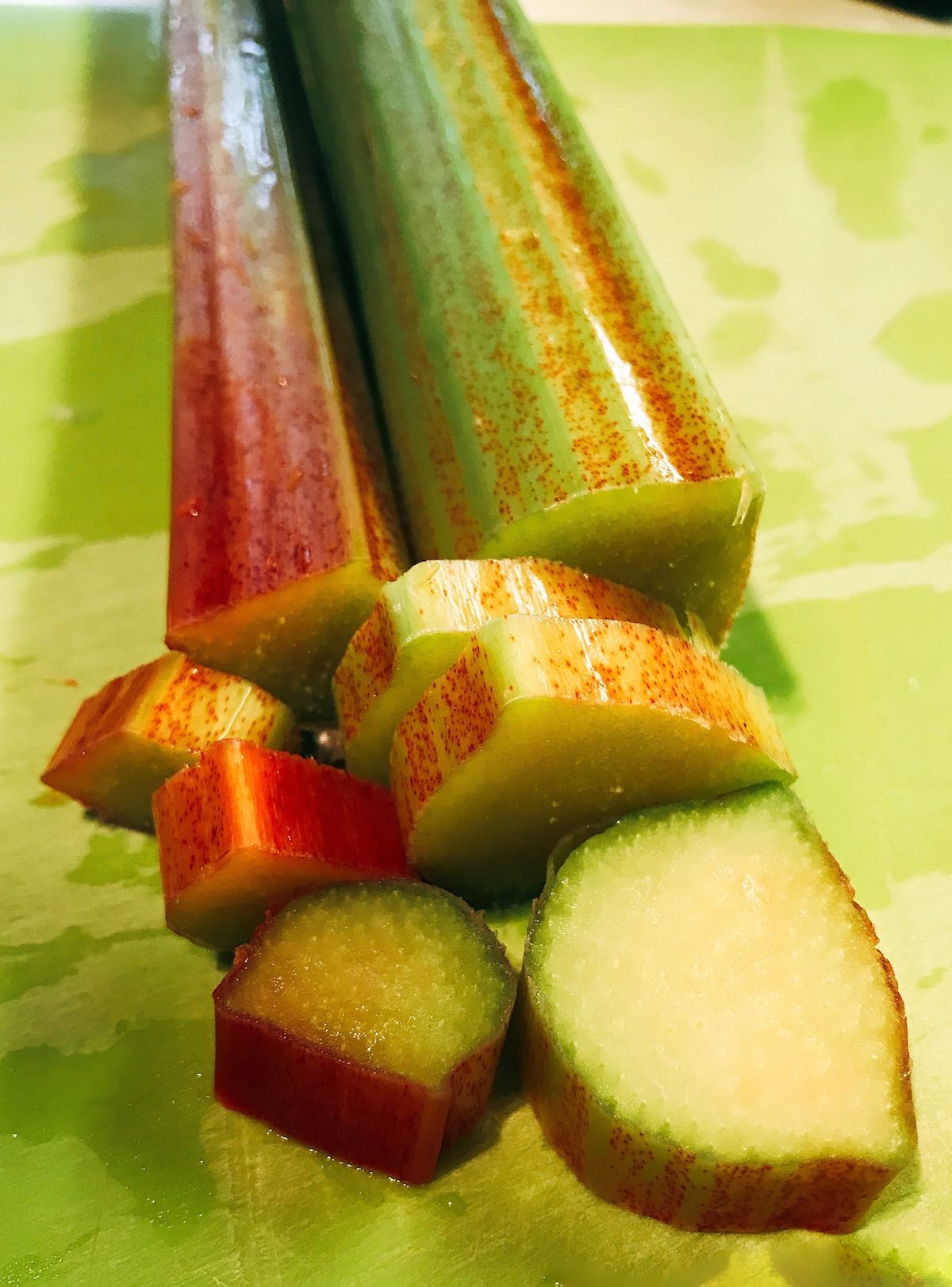 Fresh rhubarb sliced