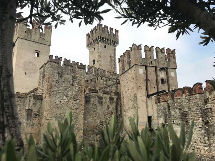 Sirmione Castle through vegetation