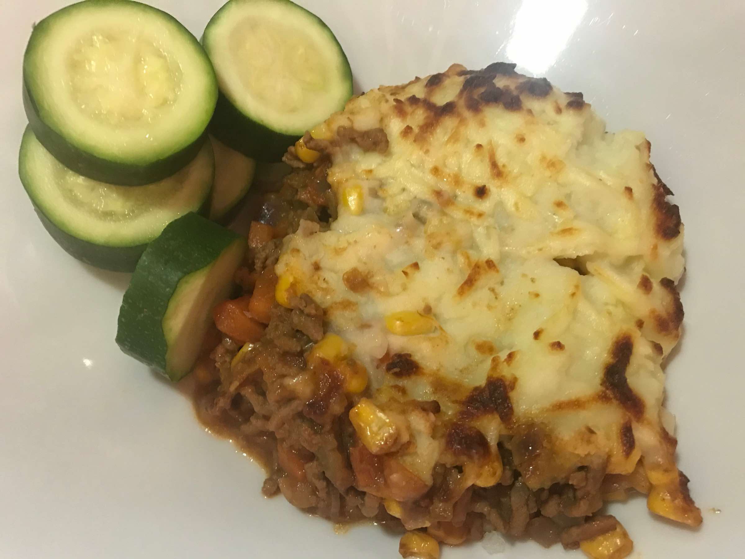 Cottage pie with baby marrows