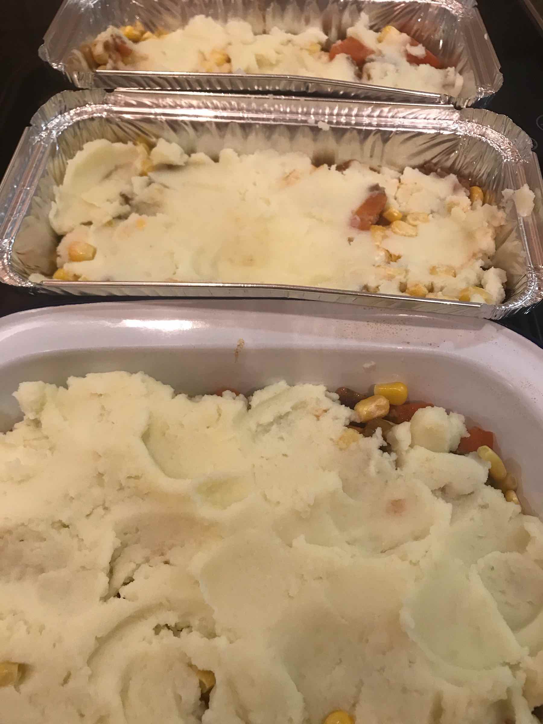 Cottage pies in a row