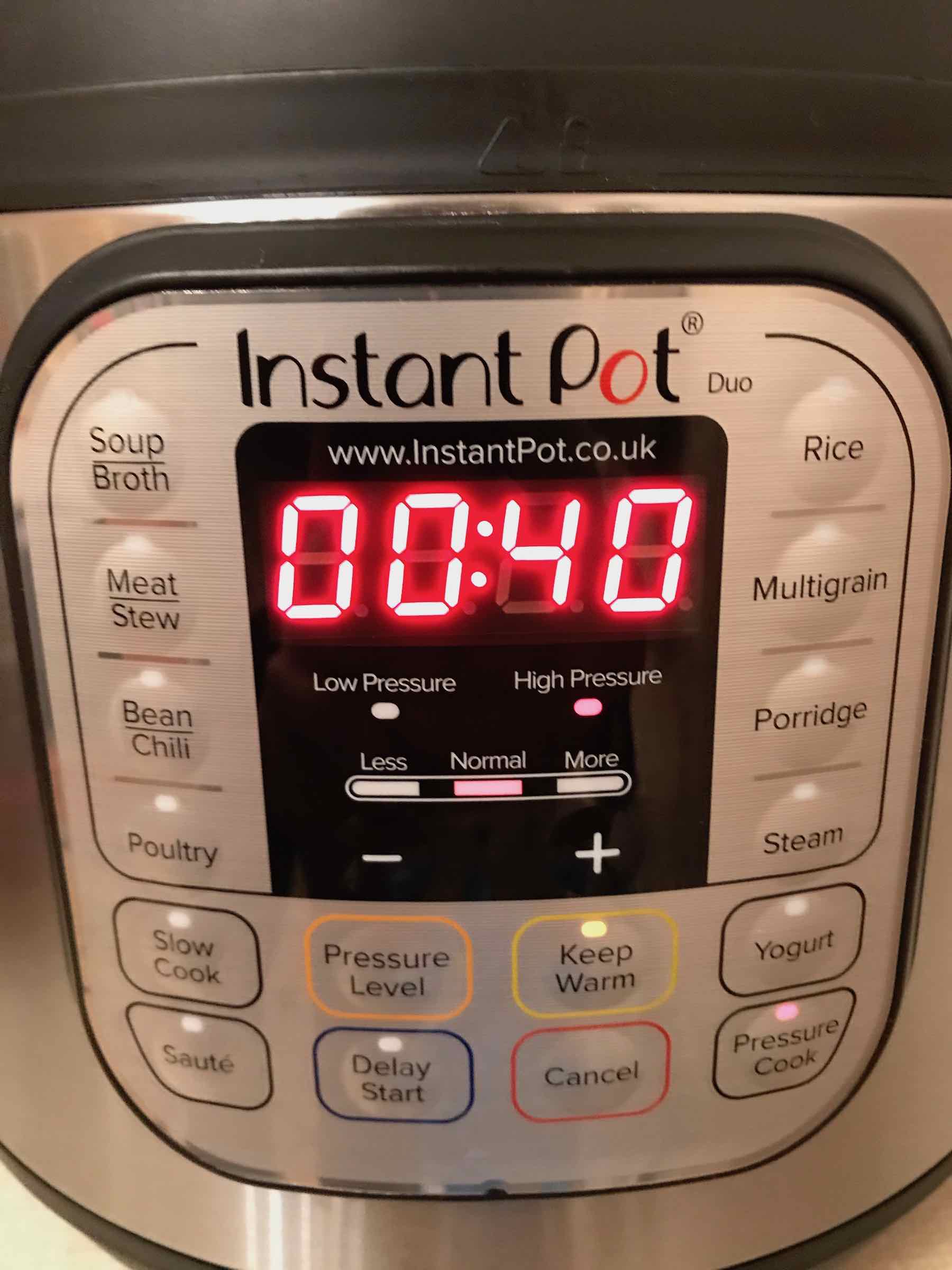 Instant pot on high pressure