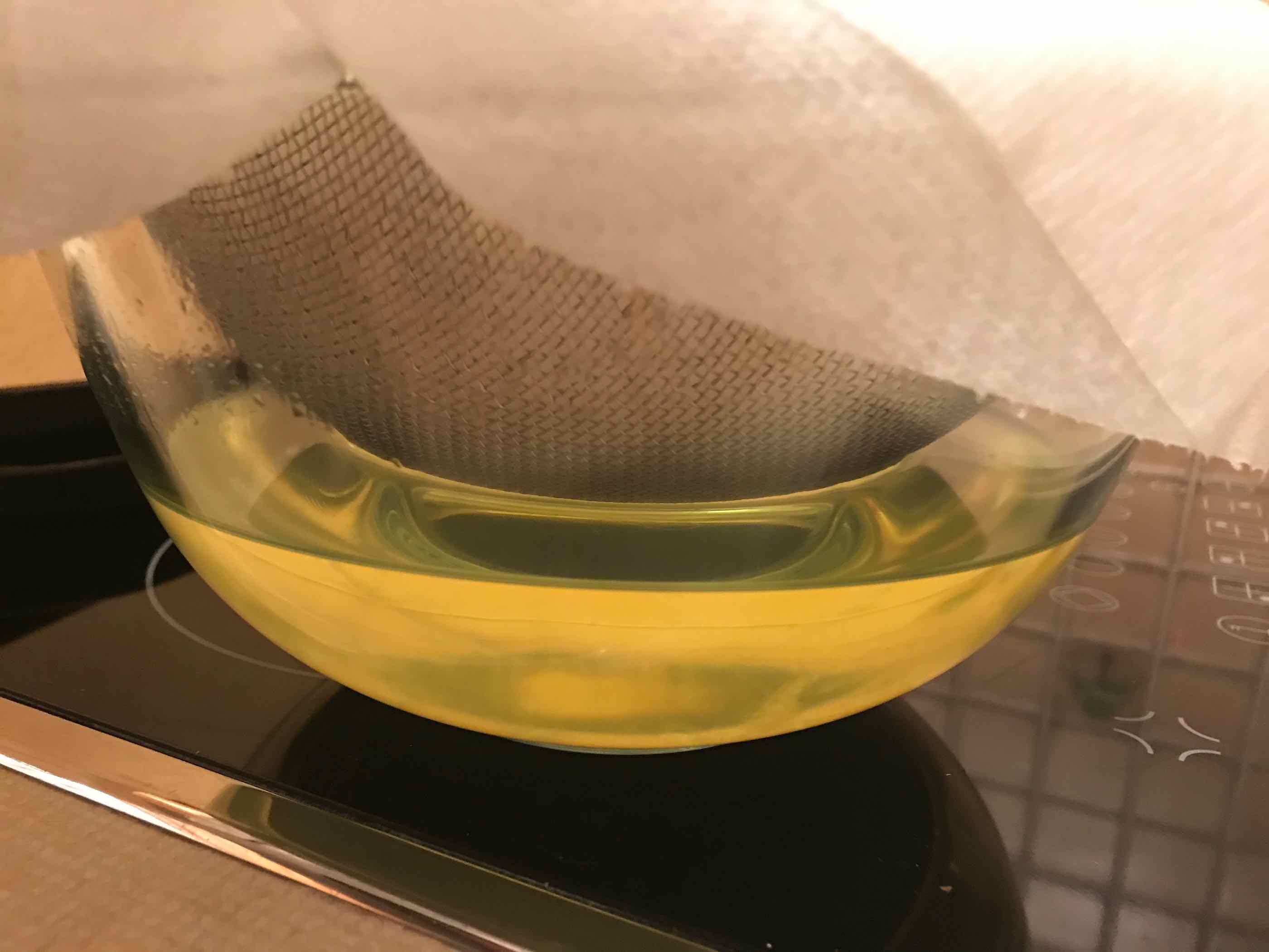 Glass bowl with whey