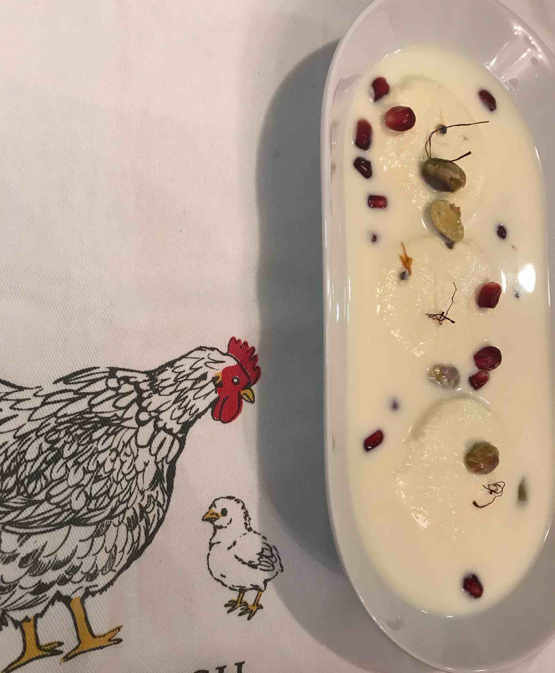 Rasmalai with pomegranate and saffron