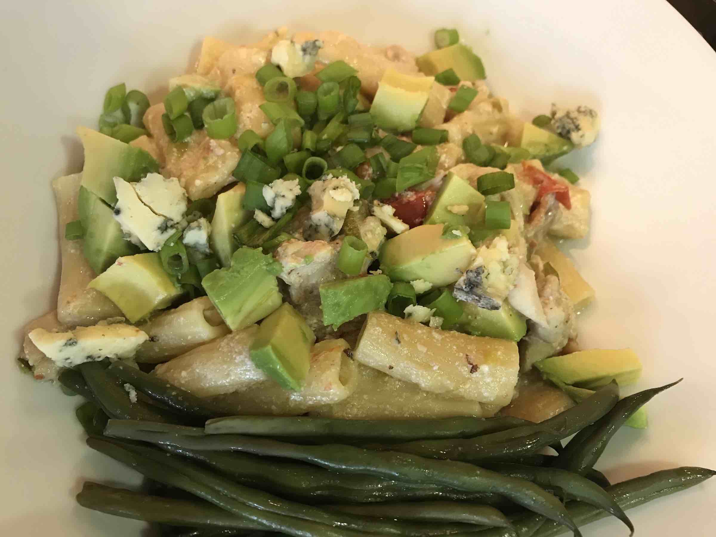 Instant Pot Chicken and Bacon Pasta with Avocado and Blue Cheese