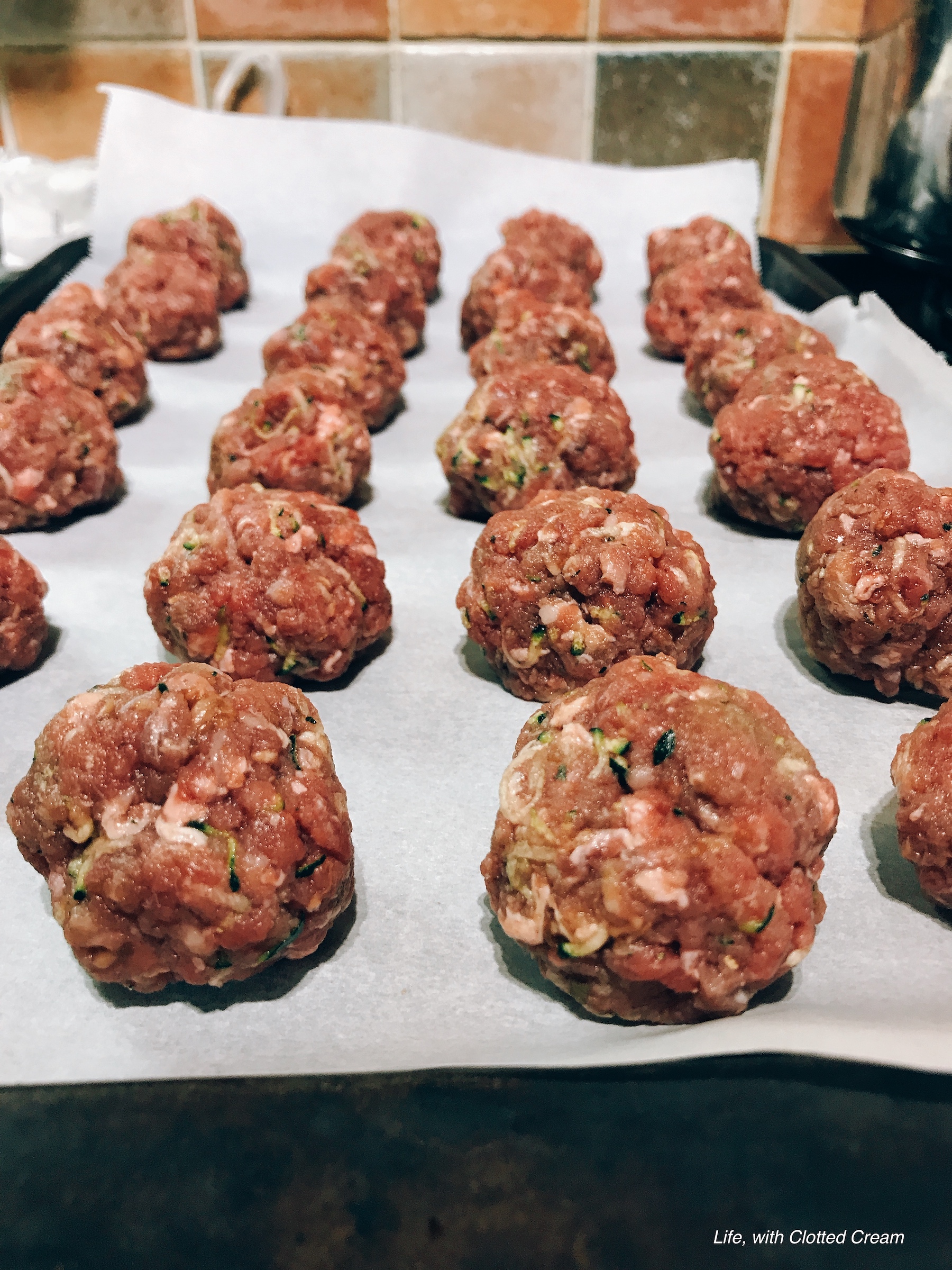 Beef meatballs on tray