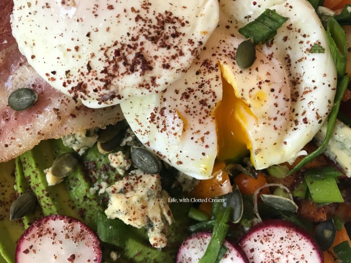 Cobb salad with runny poached egg