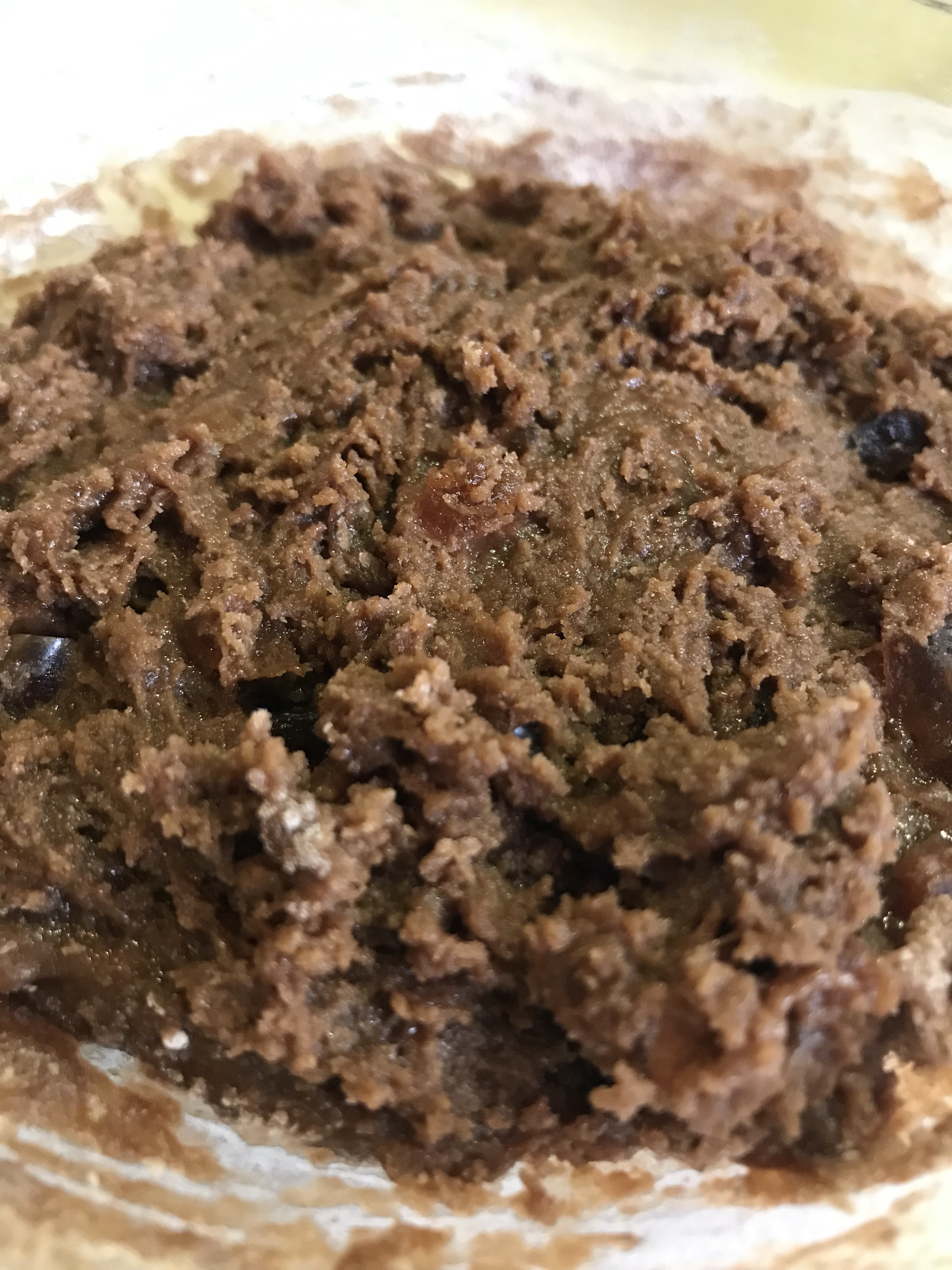 Edible chocolate cookie dough with cherries