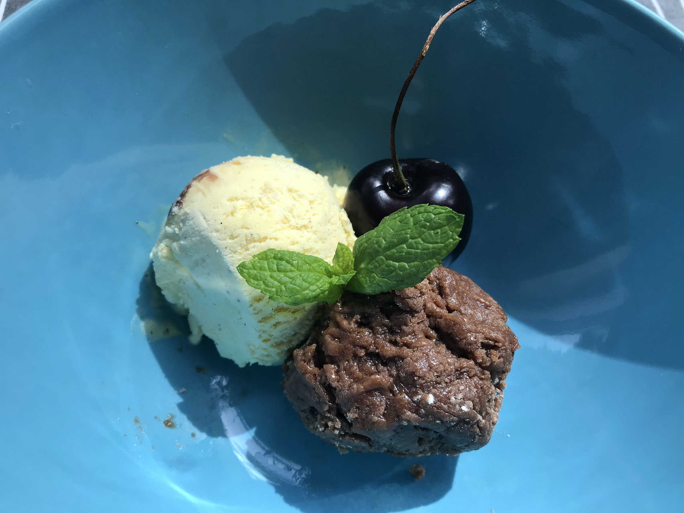 Chocolate Cherrie cookie dough and vanilla ice crea