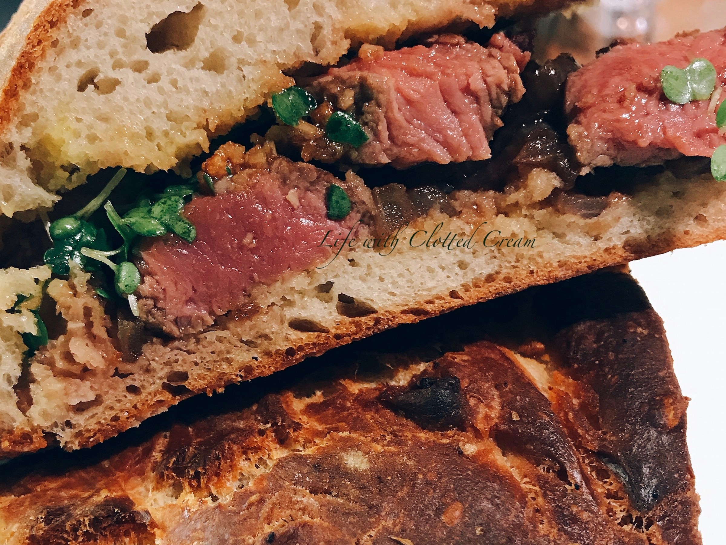 Rare steak sandwich