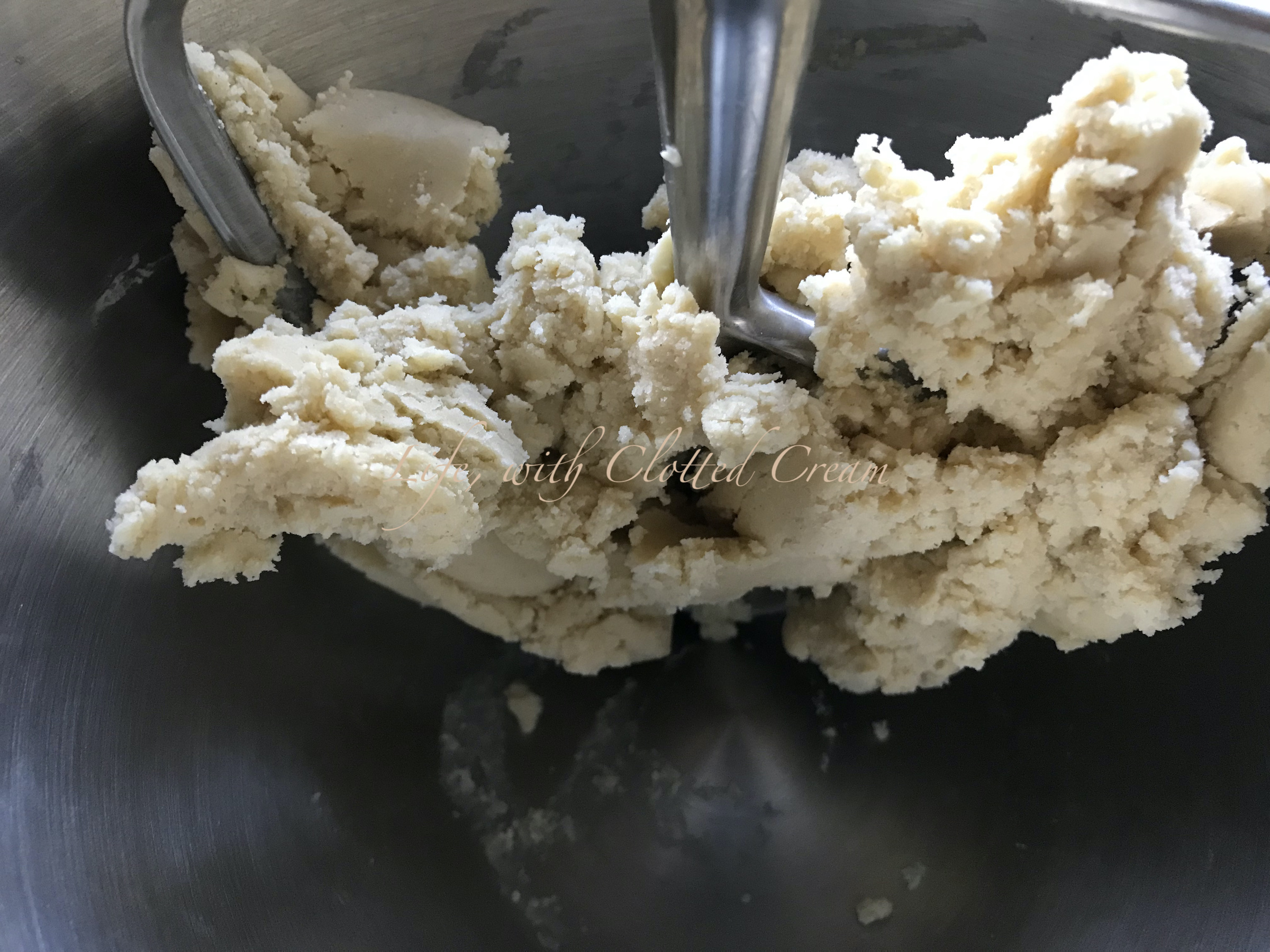 Butter, flour with a paddle attachment