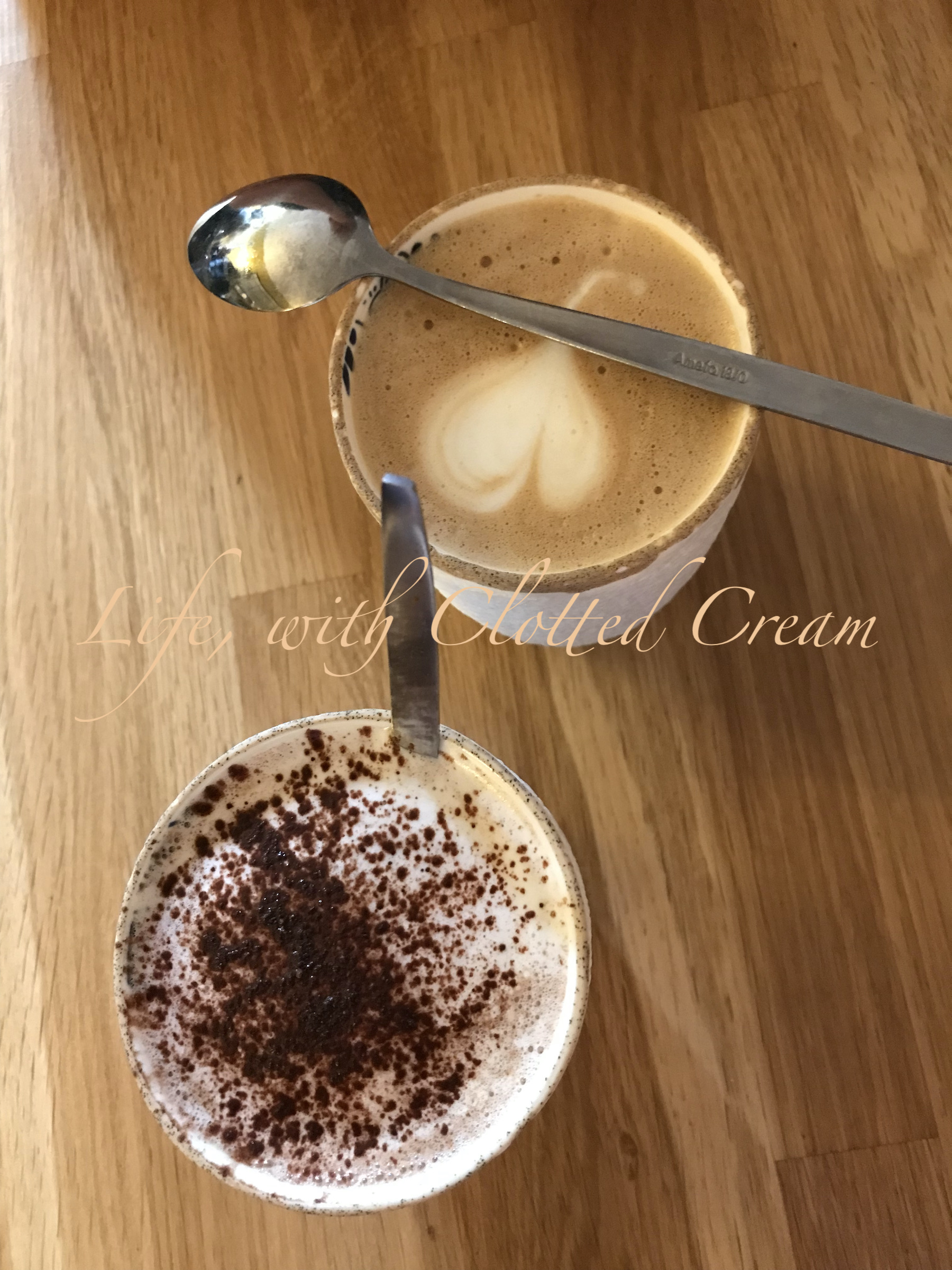 Cappuccino and minty hot chocolate at Greenwoods in Amsterdam