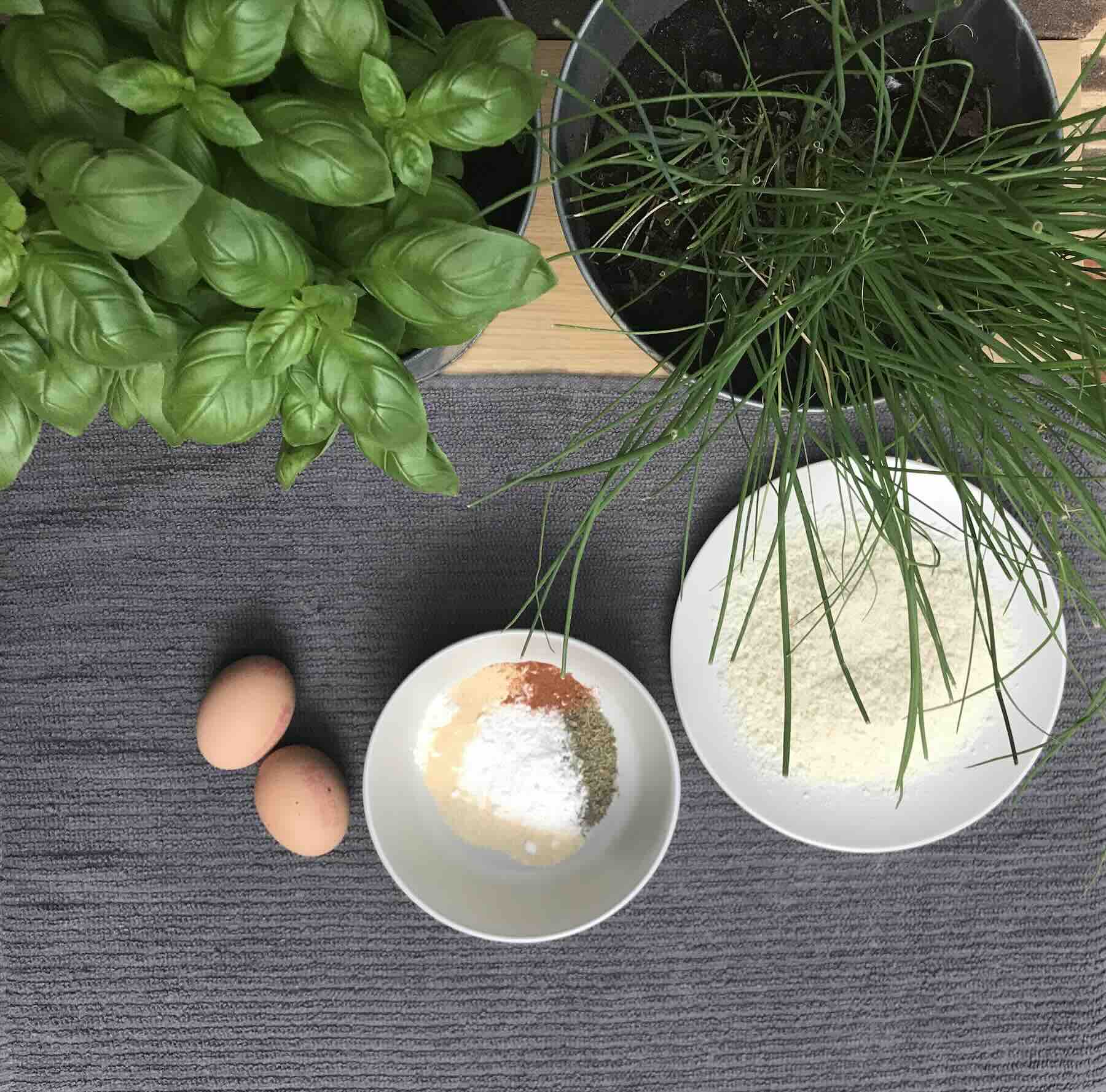 Eggs, spices and panko breadcrumbs