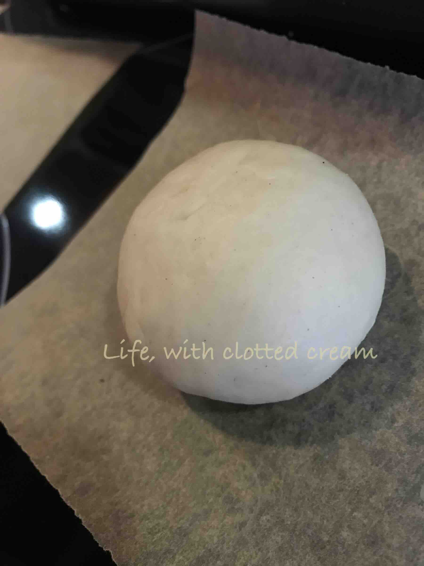Ball of dough on parchment paper.