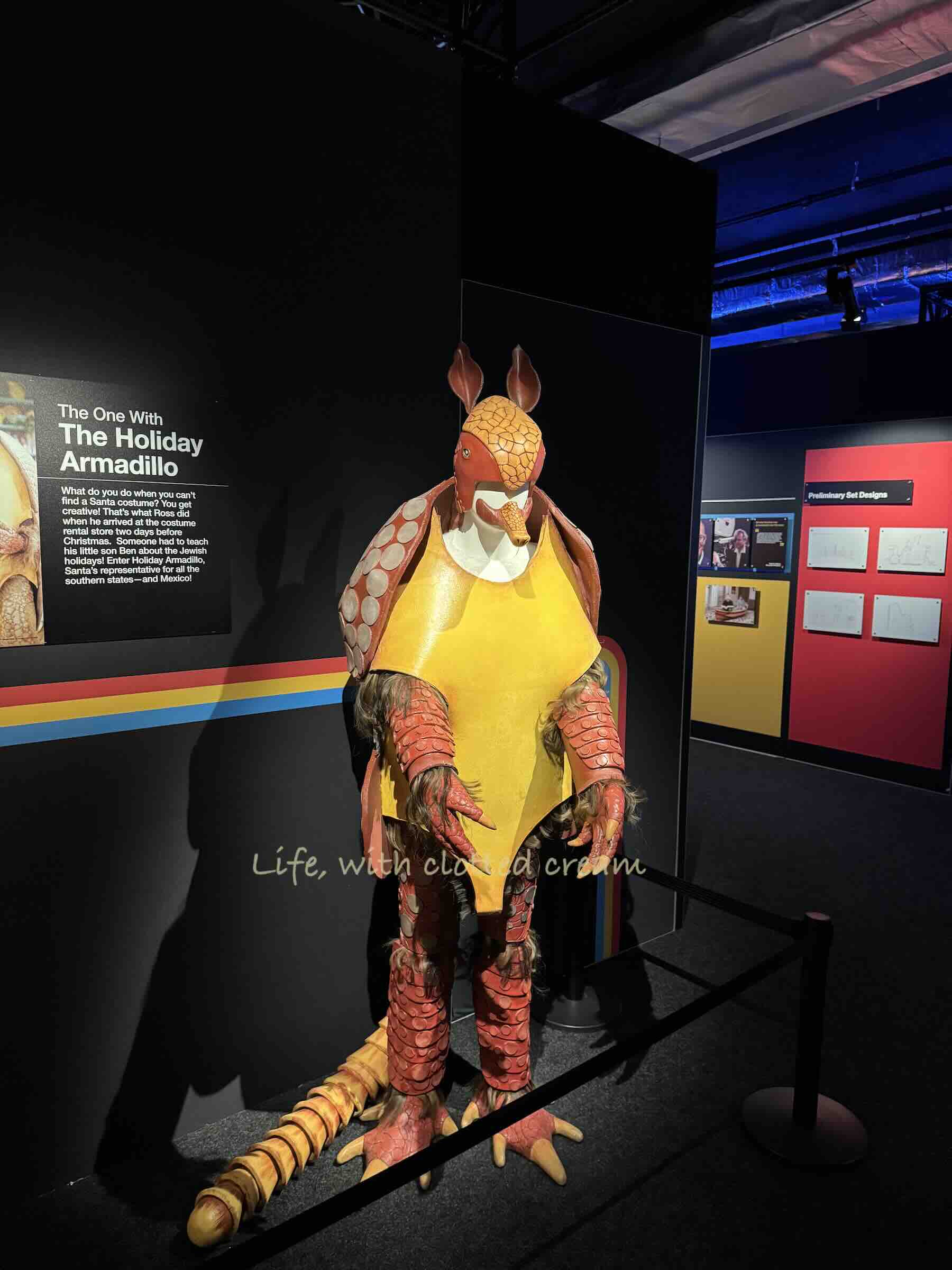 A costume of an armadillo at the Friends Experience in London.