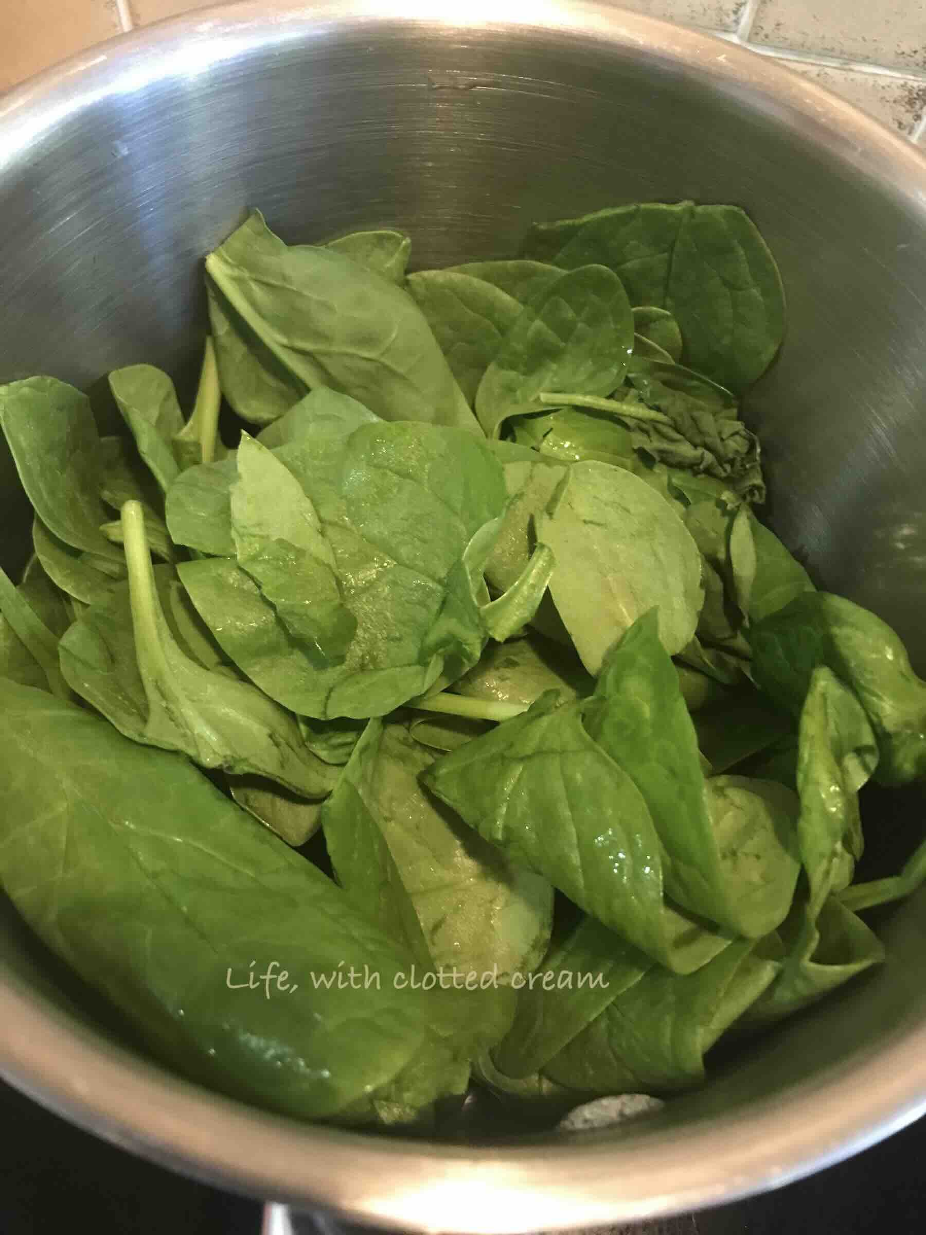 Baby leaf spinach in a pot.